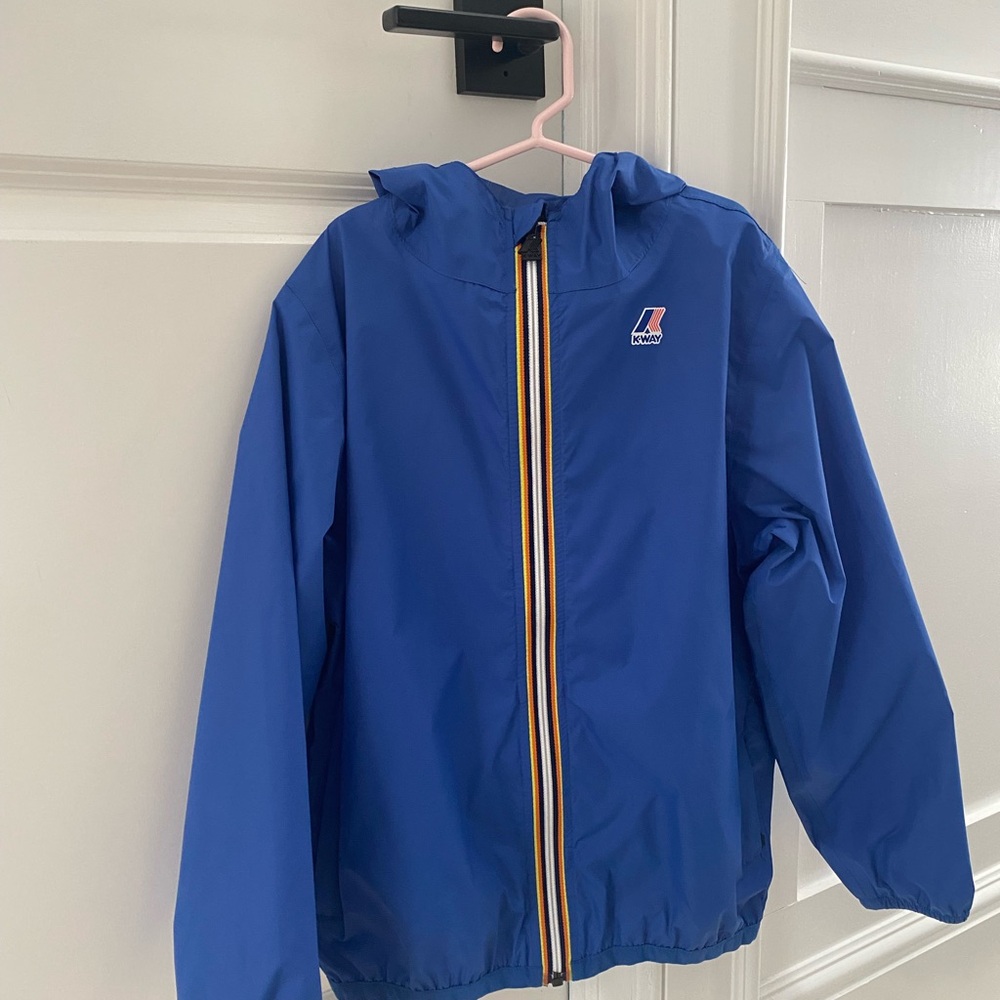 Youth K-Way Windbreaker jacket NWOT bright blue size 10 France